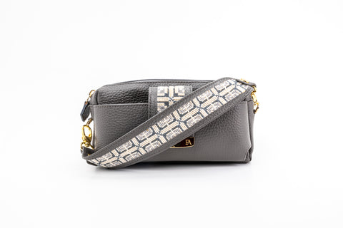 Textured Italian Leather JRD Collaboration Gray Gigi Pouchette