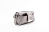 Textured Italian Leather JRD Collaboration Silver Gigi Pouchette
