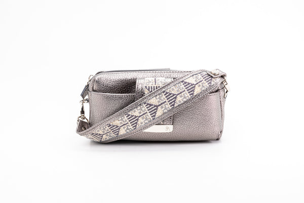 Textured Italian Leather JRD Collaboration Silver Gigi Pouchette
