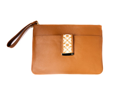 Textured Italian Leather JRD Tan Karla Pouch