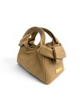 Textured Italian Leather Mini Champagne Beige Aria Handbag