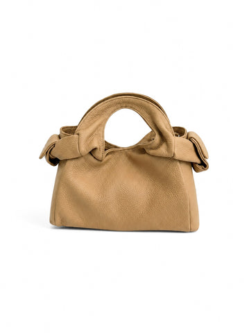 Textured Italian Leather Mini Champagne Beige Aria Handbag