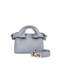 Textured Italian Leather Mini Light Blue Aria Handbag