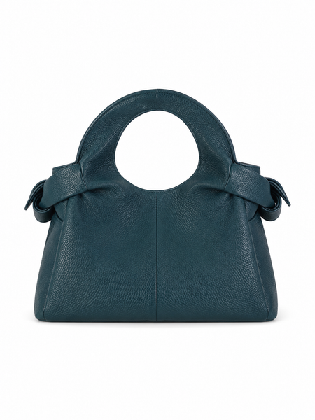Textured Italian Leather Petroleum Blue Aria Handbag