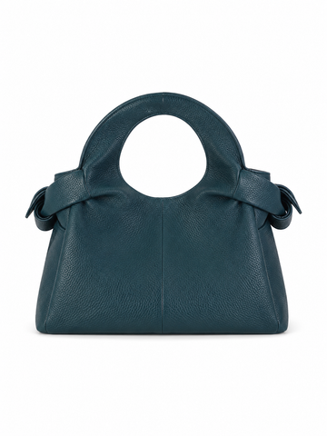 Textured Italian Leather Petroleum Blue Aria Handbag