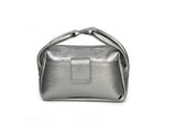 Textured Italian Leather Silver Chrome Gigi Tote Handbag