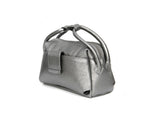 Textured Italian Leather Silver Chrome Gigi Tote Handbag
