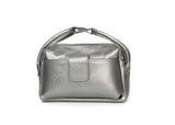 Textured Italian Leather Silver Chrome Gigi Tote Handbag