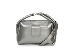 Textured Italian Leather Silver Chrome Gigi Tote Handbag