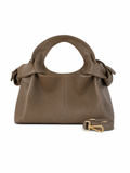 Textured Italian Leather Taupe Aria Handbag