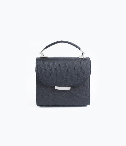 Black Ostrich Mini Steffany Tote