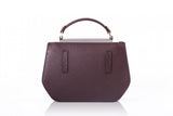 Mini Anabella tote in bordeaux and grey calf leather with a structured silhouette, top handle, and gold-tone hardware.