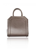 Structured bronze textured leather medium Sharon tote with gold-tone hardware and elegant top handles.