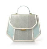 Mint Anabella tote in smooth leather and water snake skin with a gold-tone logo plaque and structured 35cm silhouette.