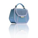 Mint mini Anabella tote in smooth leather with a textured water snake flap and elegant gold-tone logo plaque.