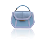 Mint mini Anabella tote in leather and water snake skin with gold logo plaque and structured top handle.