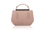 Mini Anabella tote in nude and black textured calf leather with a top handle and versatile belt loops for a chic, compact style.