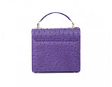Plum ostrich leather mini Steffany tote with silver-tone hardware and a structured, compact design.