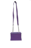 Plum mini Jackie O shoulder bag in textured calf leather and ostrich flap with silver-tone chain and handle.