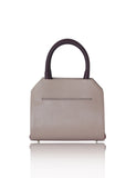 Mini Sharon tote in powder pink and rose smooth box calf leather with elegant bordeaux handles and gold-tone hardware.