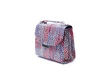 Mini Steffany tote in red and purple meshed water snake leather with a designer logo plaque and chic silver-tone hardware.