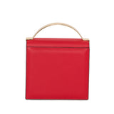 Rouge red smooth Napa leather mini top handle bag with elegant gold-tone hardware and a structured, compact silhouette.