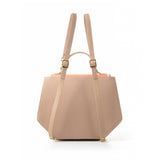 Structured salmon and nude calf leather Anabella tote with convertible backpack straps and gold-tone hardware.