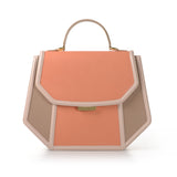 Structured salmon and nude calf leather Anabella tote with a gold-tone logo plaque and elegant top handle.