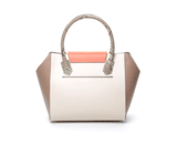 Salmon and nude Ashley tote in textured calf leather with a natural python handle and chic, structured design.