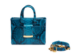 Structured Leather Aqua Blue Ella Mini Tote