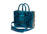 Structured Leather Aqua Blue Ella Mini Tote