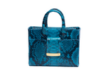 Structured Leather Aqua Blue Ella Mini Tote
