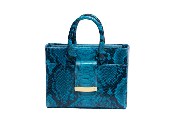 Structured Leather Aqua Blue Ella Mini Tote
