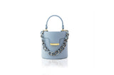 Structured Leather Baby Blue Elena Vanity Bag