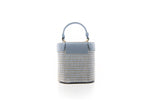Structured Leather Baby Blue Raffia Elena Vanity Bag