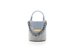Structured Leather Baby Blue Raffia Elena Vanity Bag