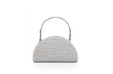 Structured Leather Baby Blue Raffia Jenna Taco Bag