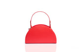 Structured Leather Coral Red Jenna Taco Bag