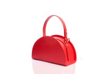 Structured Leather Coral Red Jenna Taco Bag