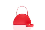 Structured Leather Coral Red Jenna Taco Bag