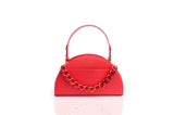 Structured Leather Coral Red Jenna Taco Bag
