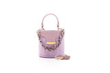Structured Leather Light Purple Raffia Elena Vanity Bag