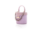 Structured Leather Light Purple Raffia Elena Vanity Bag