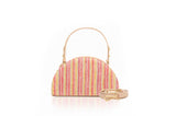 Structured Leather Multi-Color Raffia Jenna Taco Bag