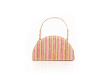 Structured Leather Multi-Color Raffia Jenna Taco Bag
