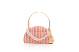 Structured Leather Multi-Color Raffia Jenna Taco Bag