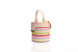 Structured Leather Multi-color Raffia Elena Vanity Bag
