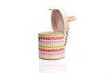 Structured Leather Multi-color Raffia Elena Vanity Bag