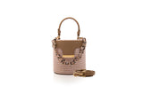 Structured Leather Nude Raffia Elena Vanity Bag