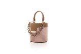 Structured Leather Nude Raffia Elena Vanity Bag